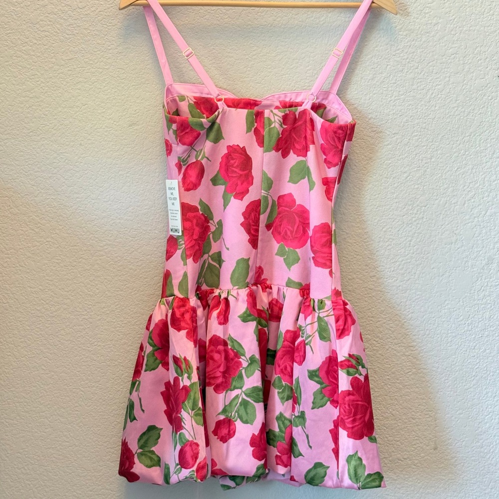 Show Me Your Mumu Floral Mini Dress Womens Pink New Rose Print Bubble Hem Romper - Picture 4 of 14